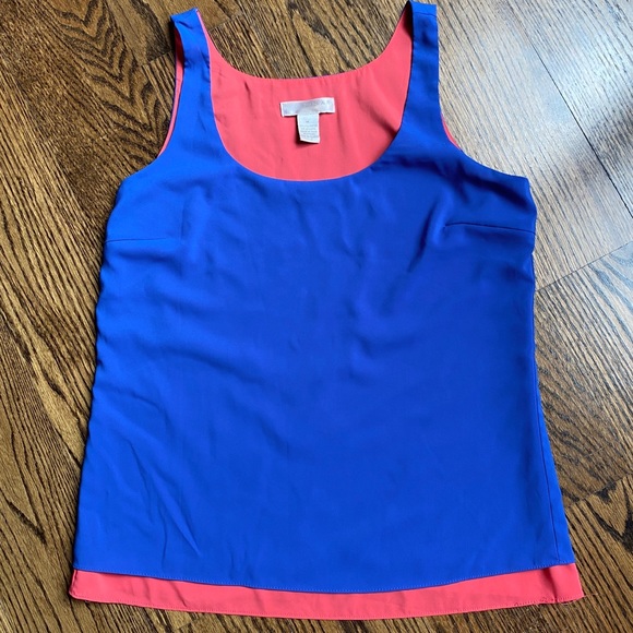 Kenar Two-Toned Blue/Coral Flowy Layered Tank, EUC M - Picture 5 of 6